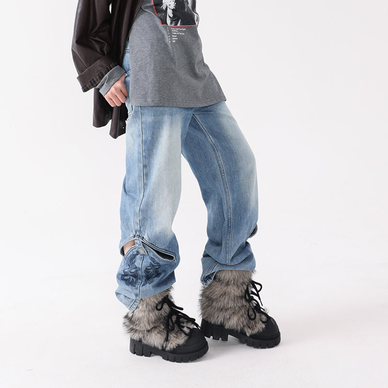 Mooreyu height increasing thick soled snow boots for women 2024 winter new retro fur big toe boots with thick cotton shoes for women