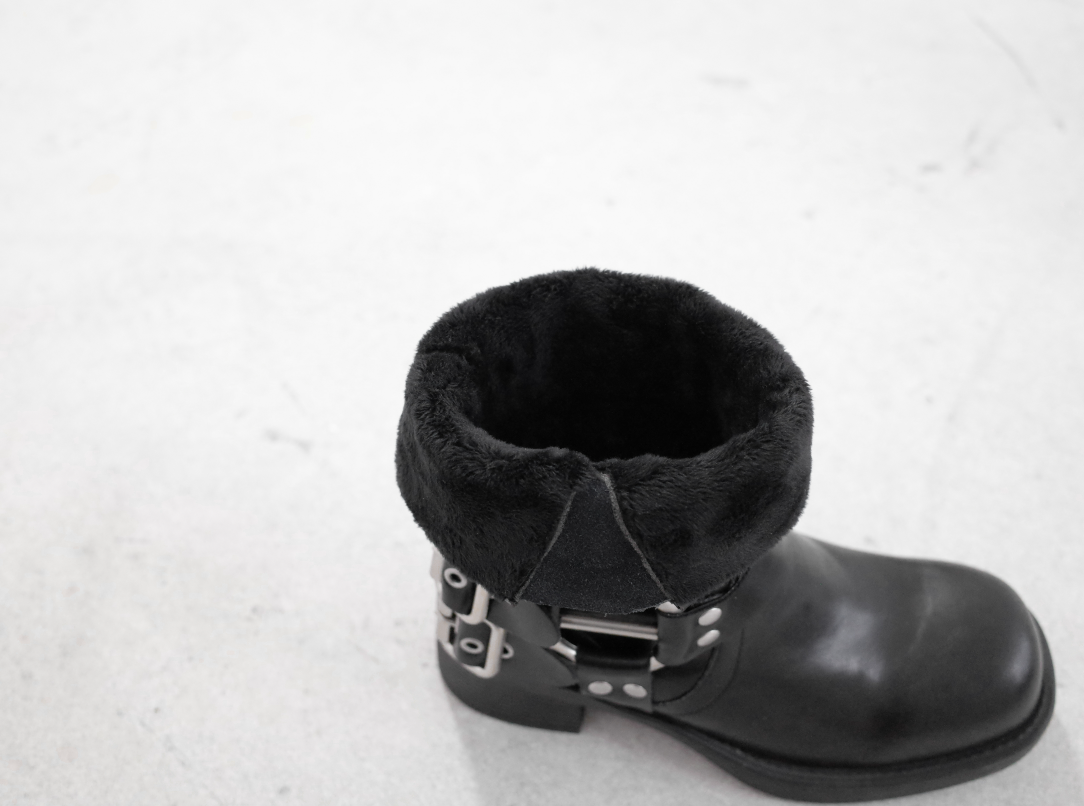 Women's Black Chunky Riding Boots | Genuine Leather Western Ankle Boots | Square Toe Retro Boots