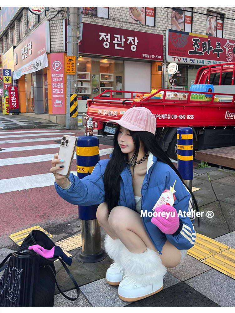 Mooreyu white thick soled snow boots for women, 2024 winter moon warm fur leather cotton shoes with plush short boots