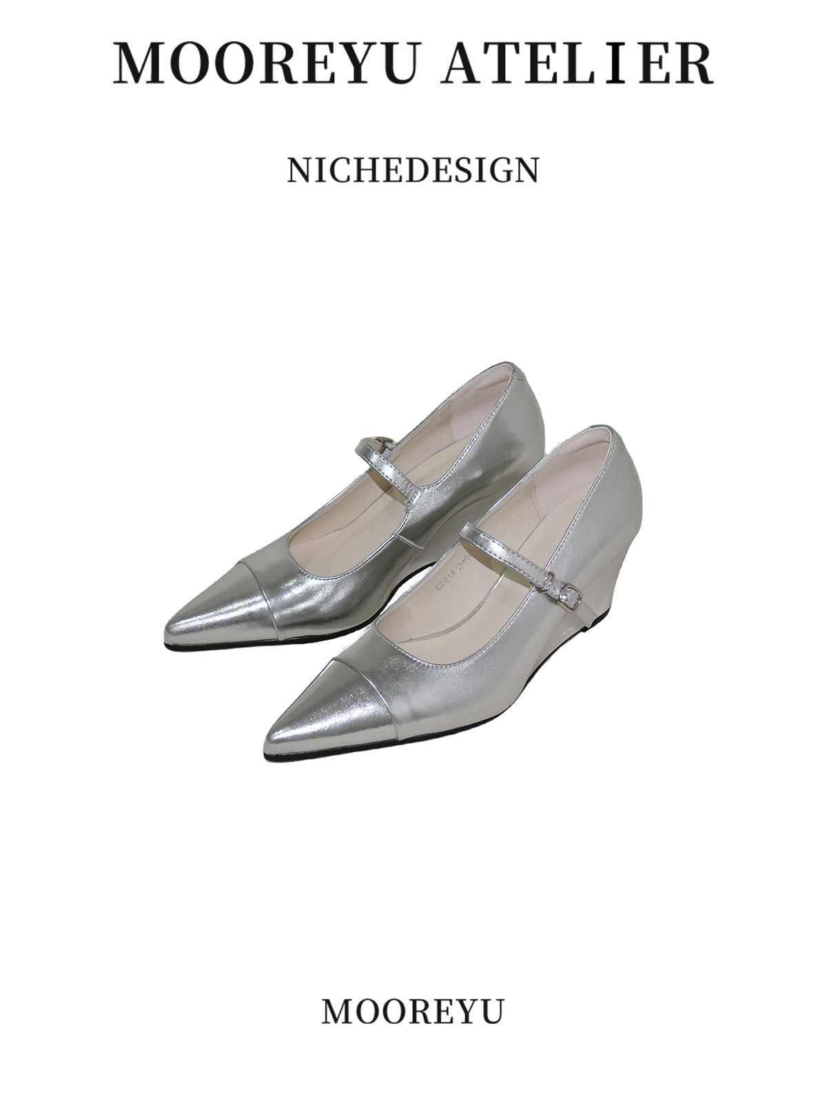 Women's Silver Mary Jane Pumps | Pointed Toe Kitten Heels | Genuine Leather Retro Flats 2025