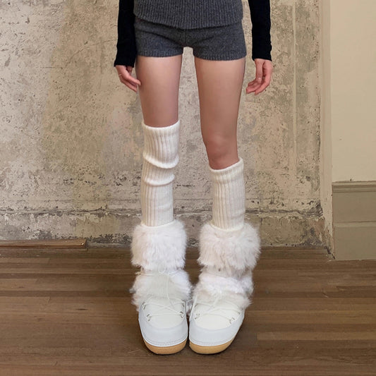 Mooreyu white thick soled snow boots for women, 2024 winter moon warm fur leather cotton shoes with plush short boots