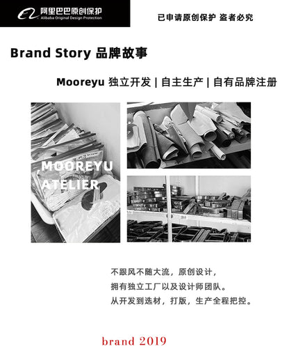 Mooreyu Red Bow Single Shoes for Women, Spring/Summer 2025 Retro Genuine Leather Shallow Mouth Rivet Ballet Flat Shoes for Women