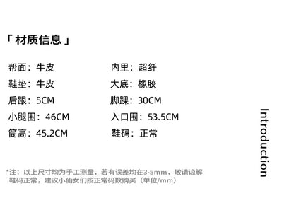 Big walled boots for children in the spring and summer of 2025, made of genuine leather, suitable for girls who can't reach their knees. Long boots with pointed toes, thick heels, and black piled boots for women