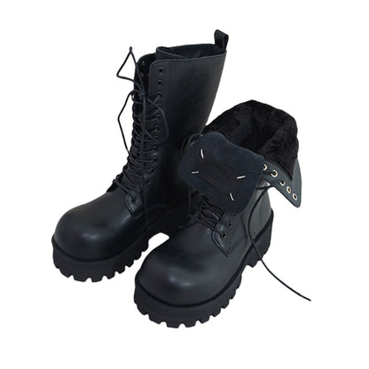 British style lace up Martin boots for women, 2024 autumn and winter height increasing black retro motorcycle versatile leather thick soled short boots for women
