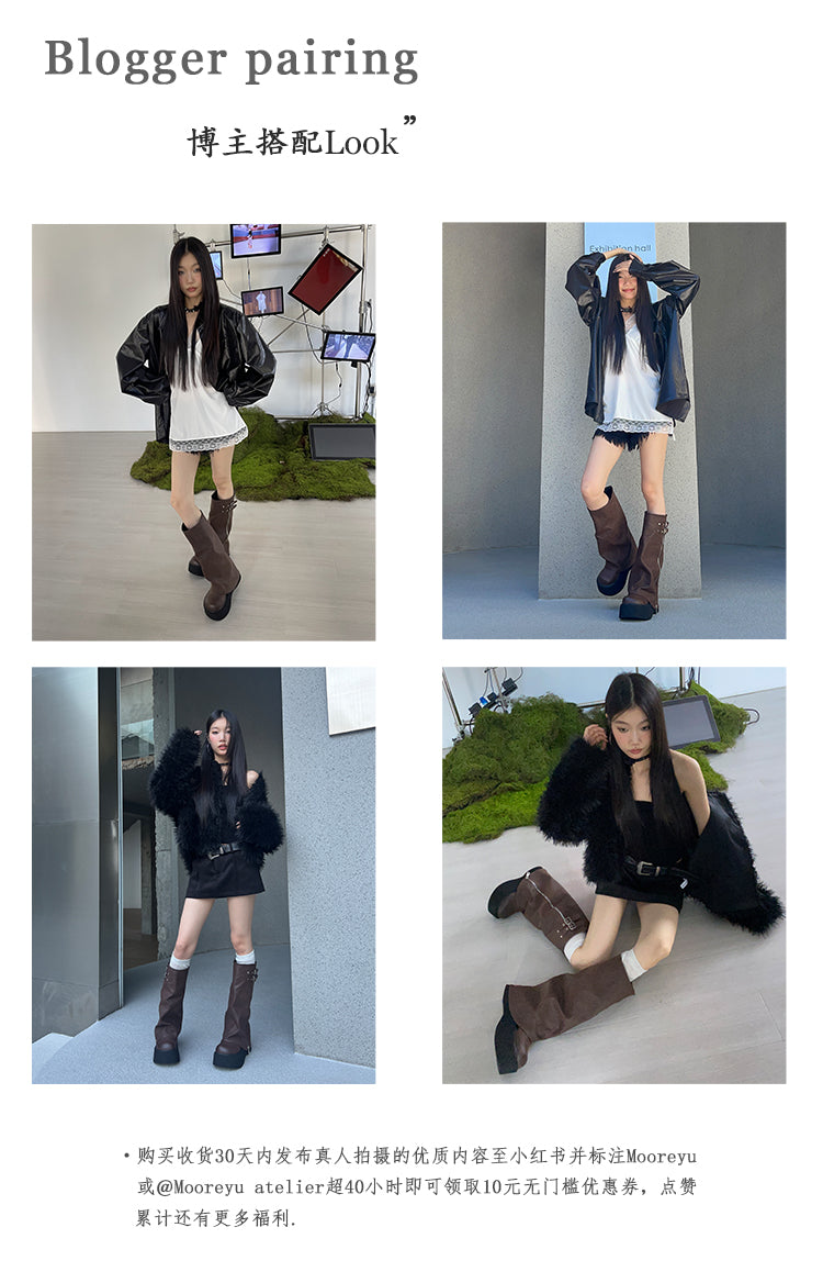 Thick soled boots for women, 2024 autumn and winter new item, knee length boots, short pants boots, women's sponge soled knight boots
