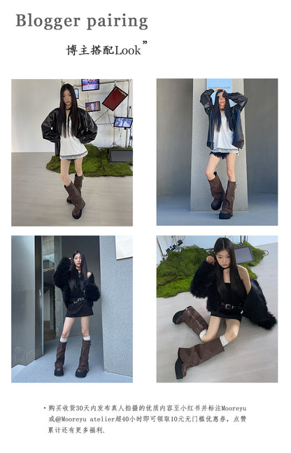 Thick soled boots for women, 2024 autumn and winter new item, knee length boots, short pants boots, women's sponge soled knight boots