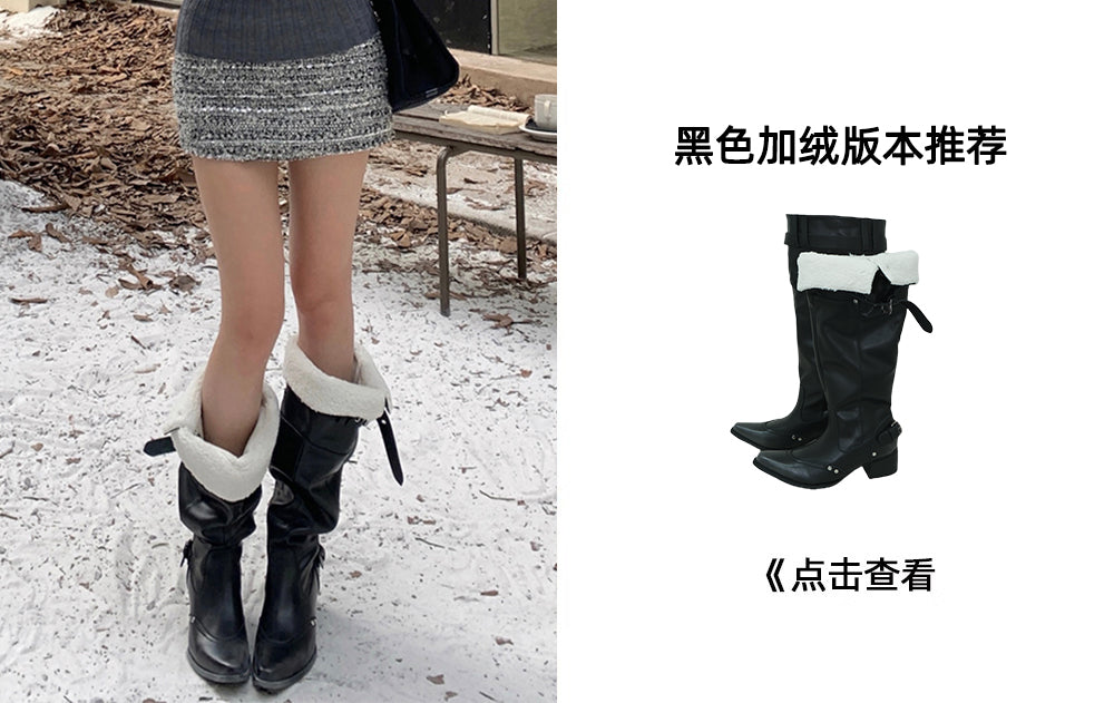 Women's Over The Knee Boots 2025 | Khaki Suede Slimming Heel | Pointed Toe Pleated Stack Boots