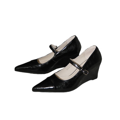 Women's Silver Mary Jane Pumps | Pointed Toe Kitten Heels | Genuine Leather Retro Flats 2025